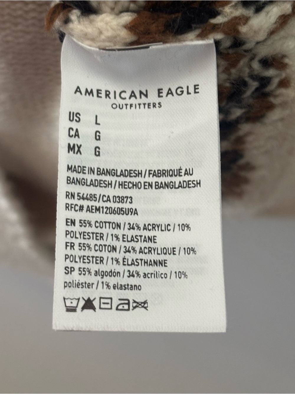 American Eagle Elk Fairisle Sweater Mens Size Large Hoodie in Cream Super Soft - Picture 6 of 7
